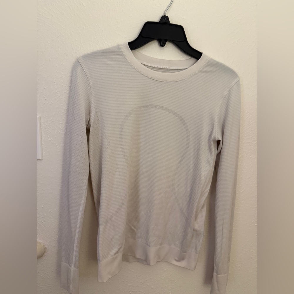lululemon athletica Long Sleeve Waffle Crew in Light Cream